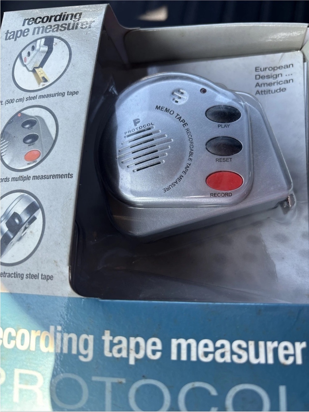 Protocol 16 Ft Memo Tape Boice Recording Measurer — Silver-Brand New
